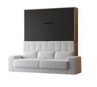 BB Loisir Lit escamotable 160x200cm Vertical Canapé Blanc Lit Mural Sup M1 Chêne Kaiserberg/Anthracite