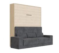 BB Loisir Lit escamotable 180x200cm Vertical Canapé Anthracite Lit Mural Sup M1 Chêne Kaiserberg