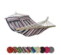 BB Sport Hamac Barres Bois 240x150 cm 300 kg 2 Personnes 2 Coussins Jardin | Détente, Balancelle, Balcon, Terrasse, Piscine, Parc, Coton Polyester, Imperméable, Résistant Lumière
