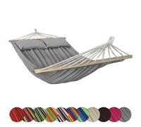 BB Sport Hamac Barres Bois 240x150 cm 300 kg 2 Personnes 2 Coussins Jardin | Détente, Balancelle, Balcon, Terrasse, Piscine, Parc, Coton Polyester, Imperméable, Résistant Lumière