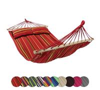 BB Sport Hamac Barres Bois 240x150 cm 300 kg 2 Personnes 2 Coussins Jardin | Détente, Balancelle, Balcon, Terrasse, Piscine, Parc, Coton Polyester, Imperméable, Résistant Lumière