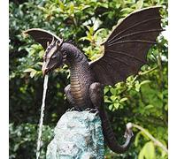BBABBT Dragon pulvérisateur d'eau, fontaine de jardin DragonCaractéristiques pour le jardin Statue de dragon gothique Sculpture paysage aquatique en résine pour fontaine de jardin Décoration de jardin