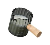 Bbajszx Tasse à café expresso en verre à rayures verticales décoratives, capacité de 90 ml, pichet à mousse de lait avec poignée en bois confortable, ensemble d ' outils pour cafetière