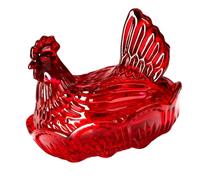 Bbajszx Verres en en forme de poulet, bol à bonbons avec couvercle, assiette à dessert, plat à bonbons couvert, bol à collations décoratif, plat en verre pour poule