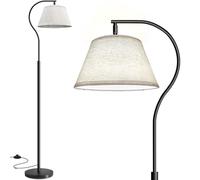 BBHome Lampadaire sur pied Salon, Lampadaire Arc avec abat-jour et Interrupteur à pied, Lampe salon Moderne avec Ampoule LED 9W, Lampe E27 170 cm pour Chambre, Bureau (Lin)