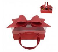 BBJ WRAPS Lot de 5 jardinières pour arrangements avec grande poignée en nœud - Jardinière transparente pour bouquet et fraises - Fournitures de fleuriste imperméables pour la fête des mères, la