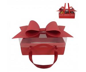 BBJ WRAPS Lot de 5 jardinières pour arrangements avec grande poignée en nœud - Jardinière transparente pour bouquet et fraises - Fournitures de fleuriste imperméables pour la fête des mères, la