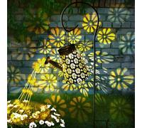 BBLTIFF Lampe Solaire Exterieur, Lampes Solaires Exterieures Jardin avec Guirlandes Lumineuses en Cascade, Arrosoir Lumineuse Solaire Exterieure Lmperméable à l’Eau avec Support, pour Cour