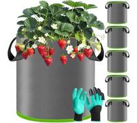 BBLTIFF Lot de 5 Sacs de Plantation, 30 L Non-tissé Sac Pomme de Terre avec Poignée et Paire de Gants, Sacs à Plantes, Sac Géotextile, Sacs à Plantes de Tomate pour la Culture de Plantes, de Fruits
