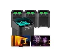BeamZ BBP54 Lot de 4 projecteurs 4 x LED 12 W avec batterie - IP65, mode DMX, fonction maître/esclave Noir