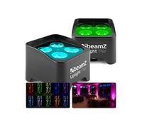 BeamZ BBP90 - 2x Projecteurs d'Ambiance sur Batterie 4 x 4 Watts RGB-UV - Noir Noir