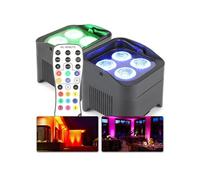 BeamZ BBP94 Lot de 2 projecteurs Uplight 4x LED 10 W RGBW avec batterie - mode DMX, fonction maître/esclave Noir