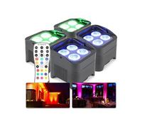 BBP94 Lot de 4 projecteurs Uplight 6x LED 10 W RGBW avec batterie - mode DMX, fonction maître/esclave