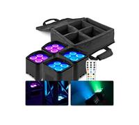 BeamZ BBP94W Lot de 4 projecteurs Uplight 4x LED 12 W RGBAW avec batterie - Avec sac de transport, mode WDMX Noir