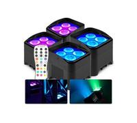BeamZ BBP94W Lot de 4 projecteurs Uplight 4x LED 12 W RGBAW avec batterie - mode WDMX, fonction maître/esclave Noir