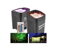 BeamZ BBP96 Lot de 2 projecteurs Uplight 6 x LED 12 W RGBAW avec batterie - mode WDMX, fonction maître/esclave Noir