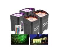 BBP96 Lot de 4 projecteurs Uplight 6 x LED 12 W RGBAW avec batterie - mode WDMX, fonction maître/esclave