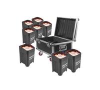 BeamZ BBP96 - Lot de 8 Projecteurs PAR LED sur Batterie RGBAW-UV DMX 72 Watts avec Flightcase - Autonomie 16H, Idéal pour Éclairage de Salle, Mariage, Jardin, Architecture, Hôtel, Restaurant