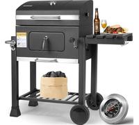 BBQ Barbecue au charbon de bois - Grill Trolley Charcoal XXL - 116 x 55,7 x 100 cm - Acier revêtu par poudre - CE - Avec roulettes - Pour 5-10 personnes