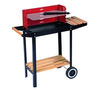 BBQ Collection Barbecue au charbon de bois avec roulettes - Grille réglable & pare-vent - Barbecue avec table latérale - Noir