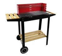 BBQ Collection Barbecue à Charbon de Bois sur Pieds avec Roulettes - Grille Réglable et Pare-Vent - Barbecue avec Tablettes - Noir