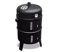 BBQ Collection - Barbecue au Charbon de Bois et Fumeur 3 en 1 - Barbecue Smoker Grill - Thermomètre, 2 récipients à Charbon, Anneau Régulateur de Ventilation - Noir