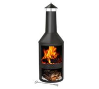 BBQ Collection BBQ Collection Four d'extérieur avec cheminée - Four de jardin 134 x 44,5 x 44,5 cm - Four de terrasse pour le bois de chauffage - Four de terrasse avec ramasse-cendres, tisonnier et ré