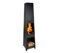BBQ Collection Brasero 150 x 36 x 36 cm - Incinerateur de Jardin sur Pied - Decoration Jardin et Terrasse Exterieur - avec Bac de Récupération de Cendres - Rangement de Bois - Acier au Carbone