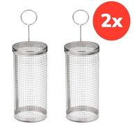 BBQ Collection Panier à Grillades Inox Ø7,5 x 20,5 cm - Lot de 2 Paniers à Griller pour Barbecue - Accessoire Résistant pour Légumes et Petits Aliments