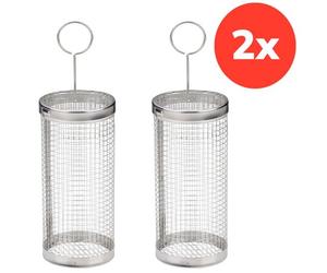BBQ Collection Panier à Grillades Inox Ø7,5 x 20,5 cm - Lot de 2 Paniers à Griller pour Barbecue - Accessoire Résistant pour Légumes et Petits Aliments