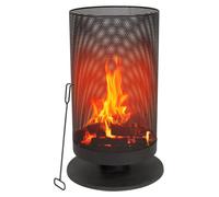 BBQ Collection Tonneau de feu avec pare-étincelles Corbeille à feu 44,5 x 72,5 cm - Poêle de terrasse avec tisonnier - Foyer Outdoor pour jardin et terrasse - Acier au carbone
