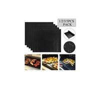 Bbq grill tapis de barbecue feuille cuisson réutilisable anti-adhésif insma noir 3pcs