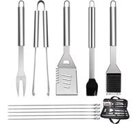BBQ Set d'ustensiles de barbecue 10pcs Acier inoxydable Accessoires de barbecue professionnels Cadeau pour les hommes y compris la spatule de barbecue Fourchette Pince avec sac de transport