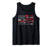 BBQ Smoker Barbecue Chef Grilling Tools USA Flag Pit Master Débardeur