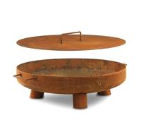 BBQ-Toro Bol de feu Ø 60 cm avec couvercle, aspect rouille, Outdoor trépied pour le jardin