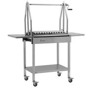 BBQ-Toro Barbecue Asado en acier inoxydable, 119 x 45 x 135 cm, Barbecue argentin au charbon de bois avec étagères latérales