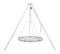 BBQ-Toro Barbecue à trépied avec grille | 119-184 cm | Trépied pour barbecue pivotant | Cadre en fer, support de barbecue avec grille | Barbecue suspendu (acier inoxydable, Ø 70 cm)