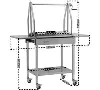 BBQ-Toro Barbecue Asado en acier inoxydable, 119 x 45 x 135 cm, Barbecue argentin au charbon de bois avec étagères latérales
