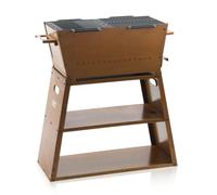 BBQ-Toro Barbecue au charbon de bois avec grille et plaque de cuisson en fonte | Barbecue et foyer 2 en 1 | Aspect rouille | 77 x 44 x 84 cm | Barbecue extérieur, fumoir, barbecue de jardin, barbecue