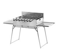 BBQ-Toro Barbecue au charbon de bois avec tournebroche électrique - En acier inoxydable - Pliable - Barbecue de camping avec sac de transport et 7 brochettes - Barbecue en acier inoxydable avec moteur