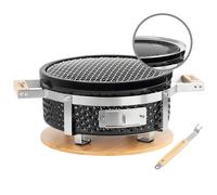 BBQ-Toro Céramique Gril de table rond, Ø 29,5 cm, Gril japonais avec support en bois, Gril Hibachi