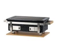 BBQ-Toro Barbecue de table en céramique avec support en bois | 50 x 23 x 17 cm | Hibachi | Barbecue de table sans électricité | Noir | Mini barbecue de table au charbon de bois