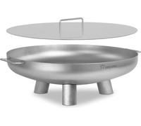 BBQ-Toro Bassin de feu en acier inoxydable Ø 70 cm avec couvercle, argent, Outdoor Trépied foyer pour le jardin