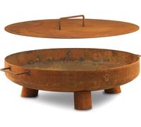 BBQ-Toro Bol de feu Ø 60 cm avec couvercle, aspect rouille, Outdoor trépied pour le jardin