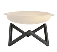 Support en acier carbone pour foyers de 70 cm de diamètre, de forme en V, avec un aspect vieilli et effet rouille, de la marque BBQ-Toro