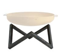 Support en acier carbone pour foyers de 80 cm de diamètre, de forme en V, avec un aspect vieilli et résistant à la rouille (BBQ-Toro)