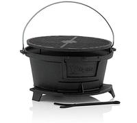 BBQ-Toro Casserole en fonte avec grille de barbecue | 43 x 42 x 21,5 cm | Style Hibachi avec grille de barbecue | Barbecue de camping au charbon de bois | Station de cuisson