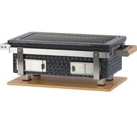 BBQ-Toro Céramique Barbecue de table au charbon de bois avec support en bois | Gris | Barbecue Hibachi d'extérieur pour le camping