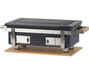 BBQ-Toro Céramique Barbecue de table au charbon de bois avec support en bois | Gris | Barbecue Hibachi d'extérieur pour le camping