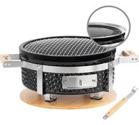 BBQ-Toro Céramique Gril de table rond, Ø 29,5 cm, Gril japonais avec support en bois, Gril Hibachi
